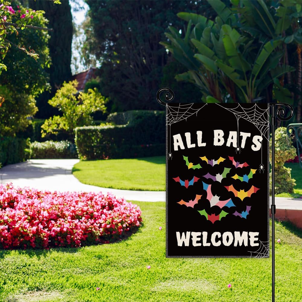 All Bats Welcome Garden Flag - Double Sided Yard Outdoor Farmhouse Lawn Porch Decor, Halloween Bats Decor, Inclusive Equality Diversity Flag, LGBTQ Pride - Image 4