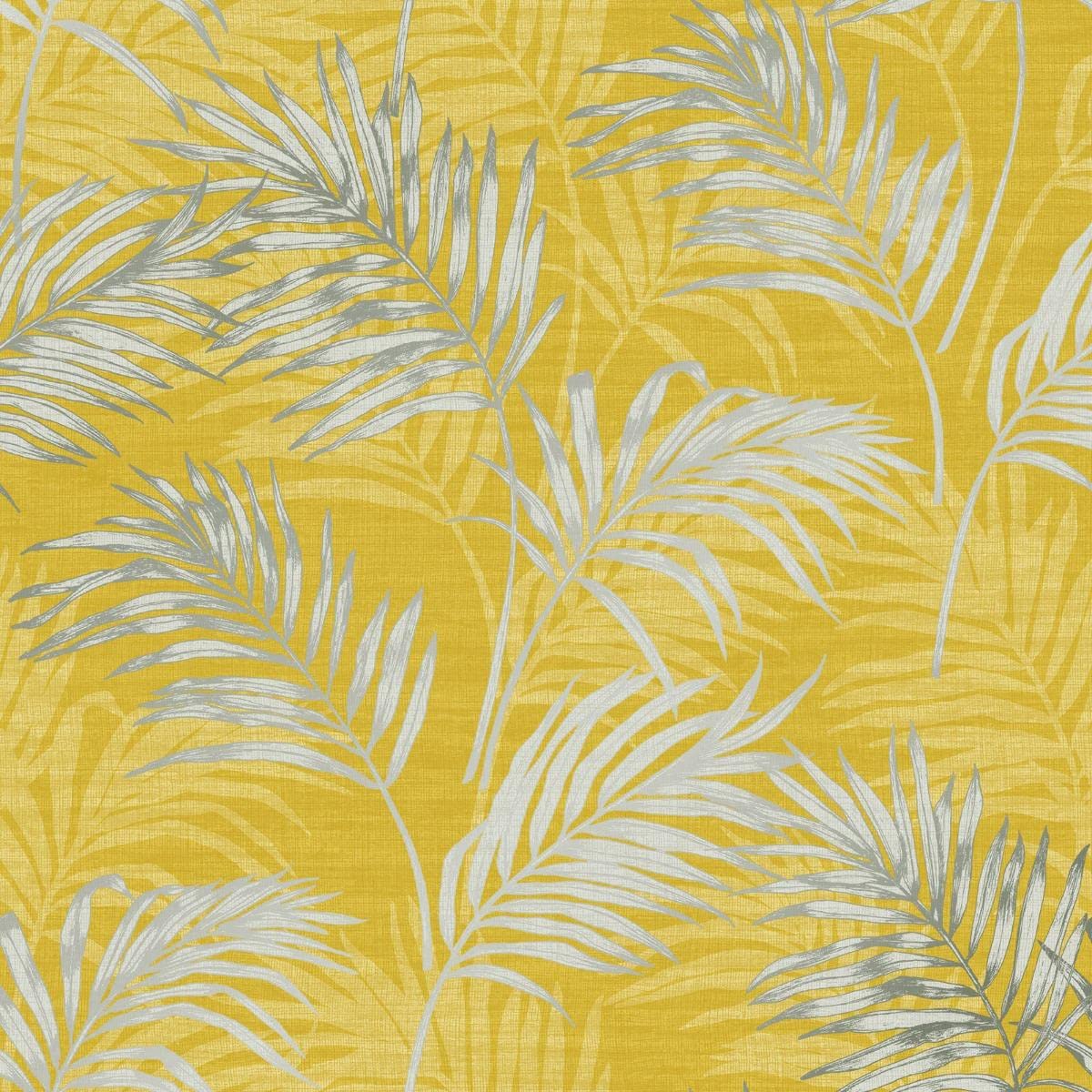 Grandeco Yellow Lounge Palm Wallpaper (Ochre)