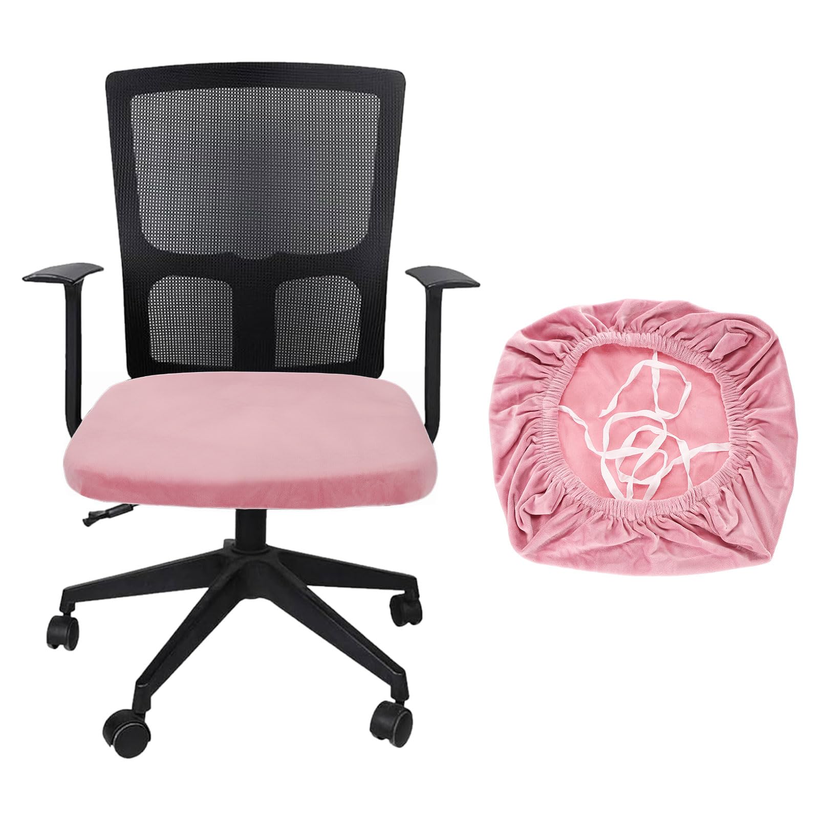sourcing map Office Chair Cover, Stretchable Soft Rotating Chair Slipcover Washable Desk Computer Seat Cover Protector for Office Home, L(45-48cm), Pink