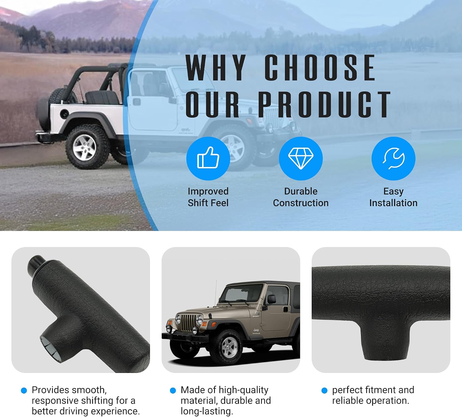NOVAPARTS Automatic Shift Knob Shifter Handle Black 52104028 for 2001-2006 Jeep Wrangler TJ Cherokee Replaces OE# 52077560 53000675