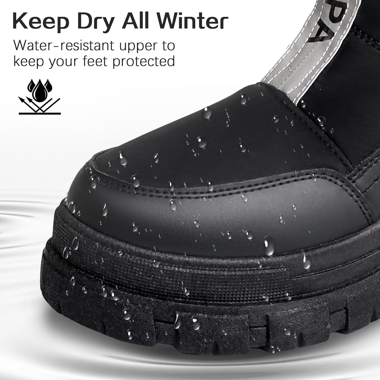 Womens Winter Snow Boots Warm Lining Mid Calf Booties with Zipper Low Heel Chunky Platform Lug Sole Comfortable Outdoor Anti-Slip Shoes Size 11 - Image 4