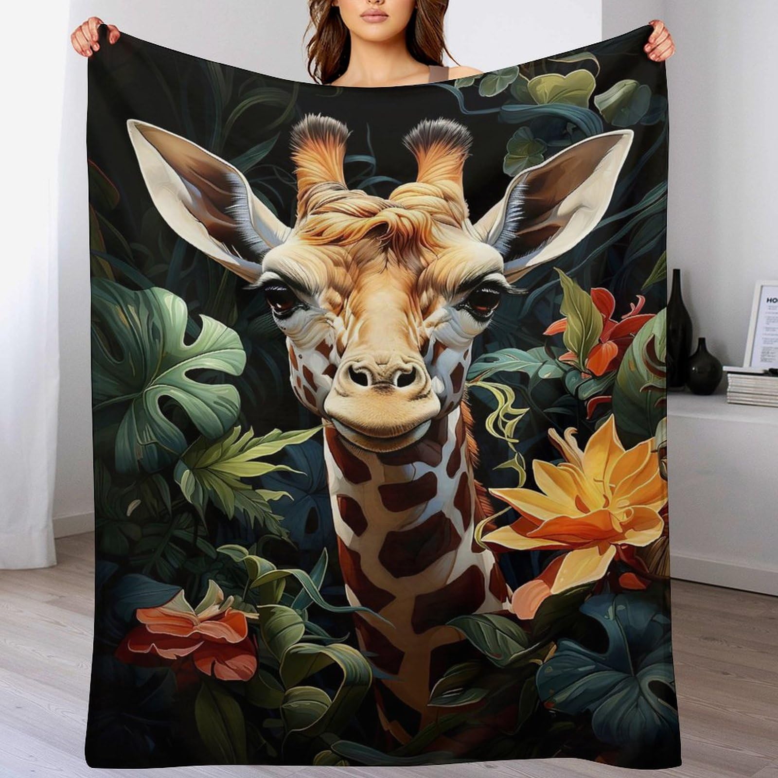 Manta de forro polar diseño jirafa original para regalar a la familia