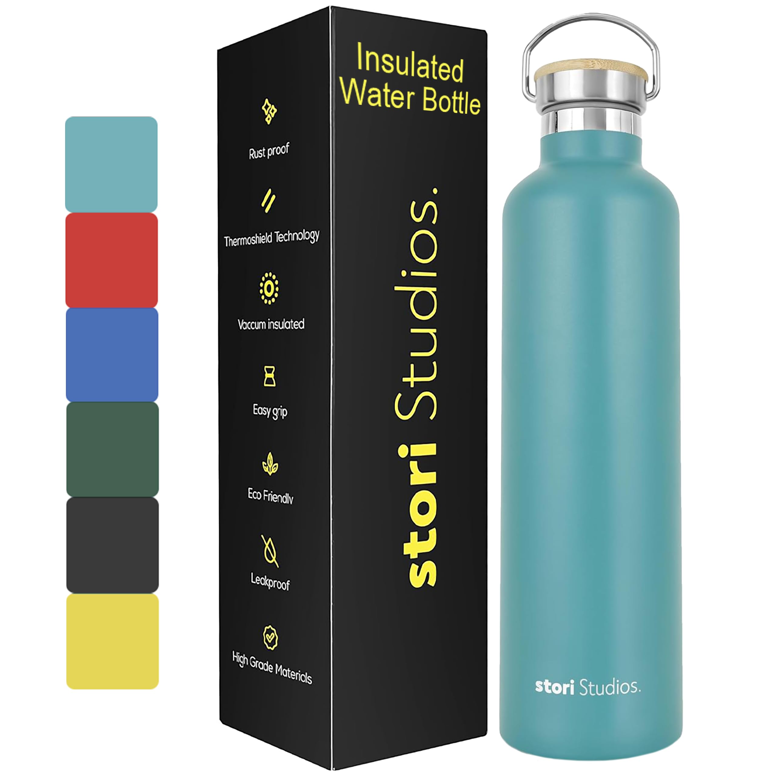 Stori Studios Vacuum Insulated Metal Water Bottle 750ml(25oz), Stainless Steel Water Bottle, BPA Free Standard Mouth Flask