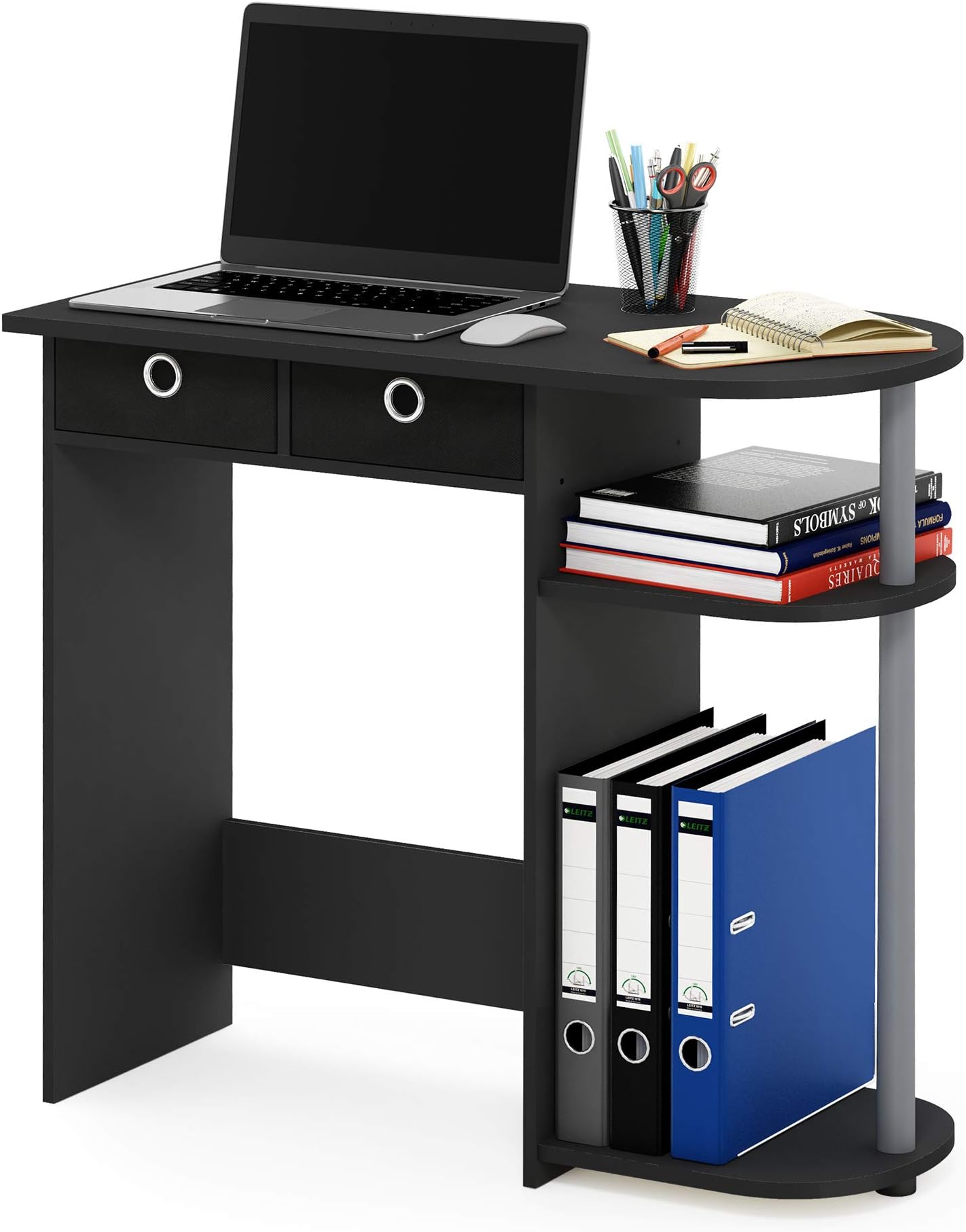 Go Green Home Laptop Notebook Computer Desk, Study Desk, Writing Desk, Black/Grey/Black, 80 (W) x 72.4 (H) x 39.6 (D) cm