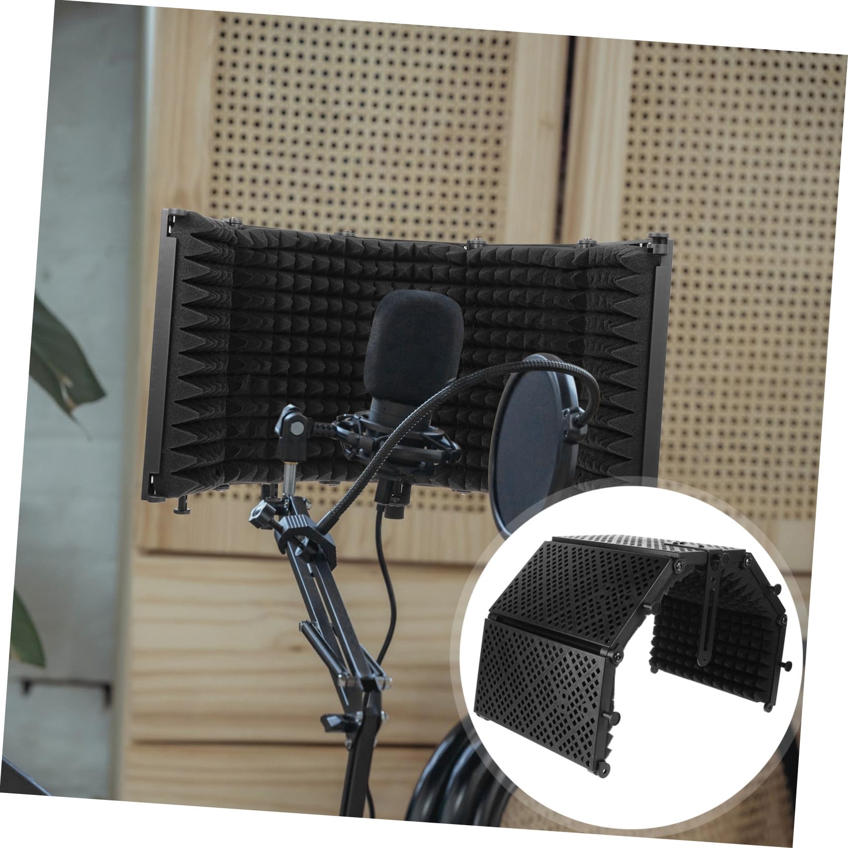 TOPBATHY Mikrofon für Effektive Geräuschreduzierung aus Abs und Eva Schalldämpfungsschild Fünf Tür und Schallabsorbierenden Schutz im Tonstudio