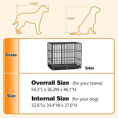 Miniatura 6 de Jaula para perros de 54484238 pulgadas, resistente, indestructible, XL, de acero a prueba de escape, jaula de alta ansiedad para interiores con