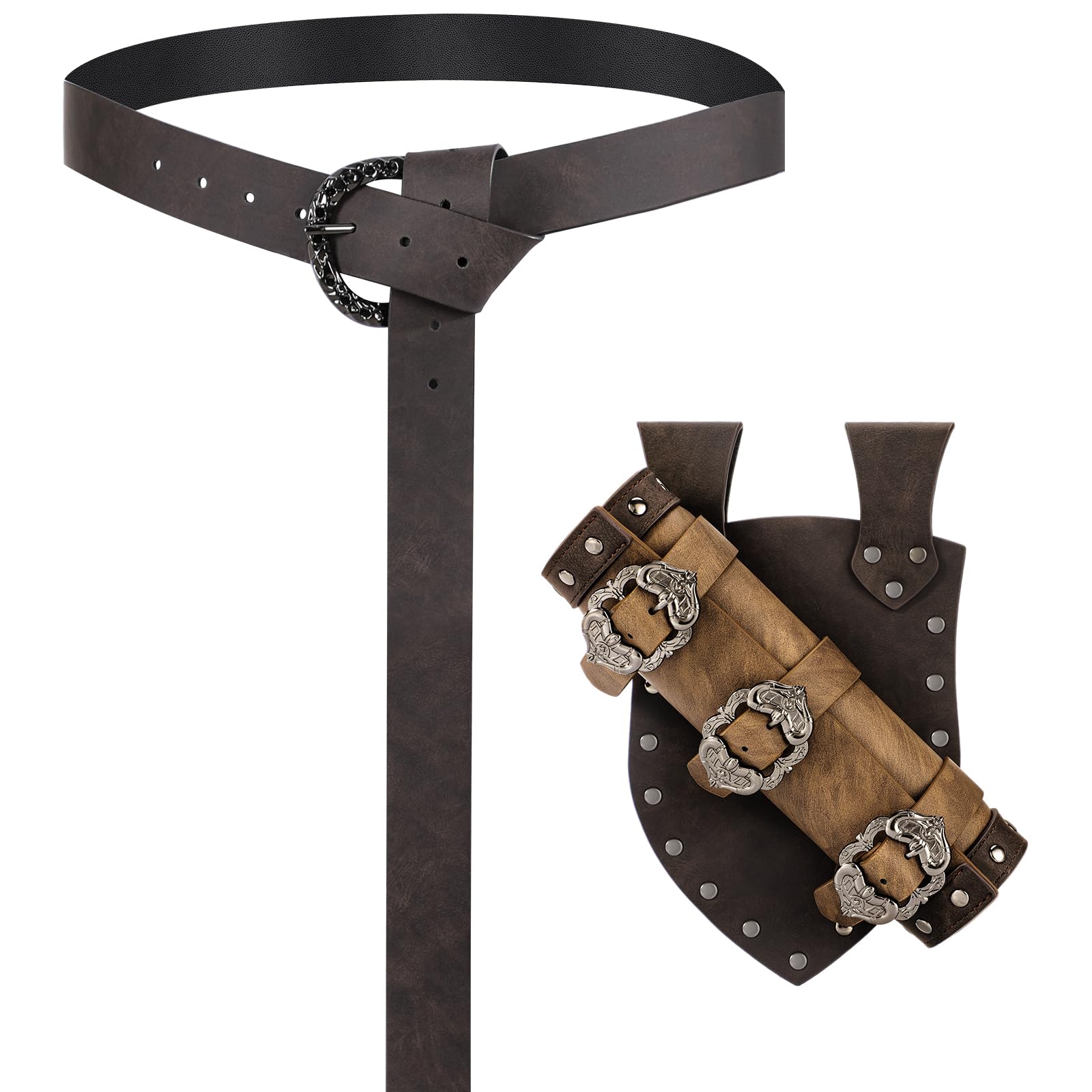 Jigglyjoo Adjustable Medieval Sword Belt Frog, Viking Sword Holster, Renaissance Belt for LARP, Knights & Pirate Cosplay
