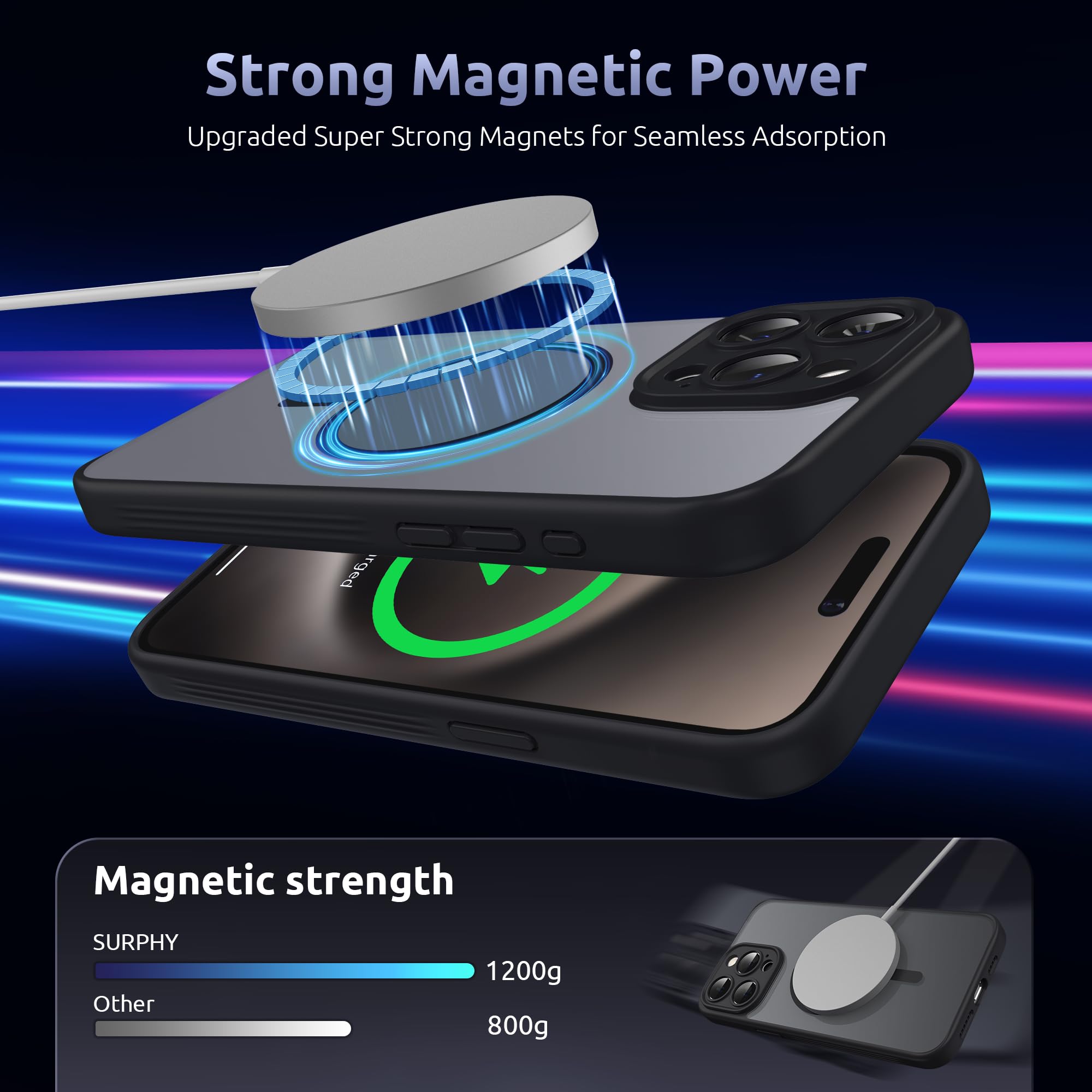 SURPHY Designed For IPhone 15 Pro Max Case Compatible With MagSafe (6.7 Inch 2023), With 2 Pack Screen Protector, Liquid Silicone Phone Case (Camera Protective & Soft Microfiber Lining), Chalk Pink