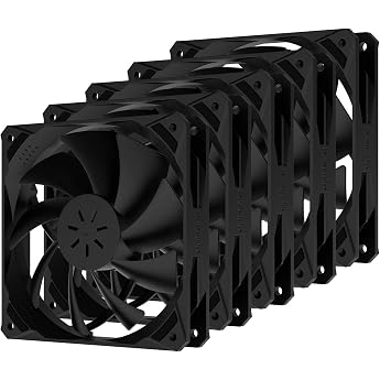 upHere NK12BK3-5 4.7 inches 120 mm PC Case Fan, 3-Pin Connector, Quiet Fan, Thin, High Performance, Set of 5