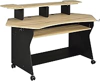 Vista 4 de IM100 Series Music Studio Escritorio Estación de trabajo con 2 x 4U Rack (roble natural)