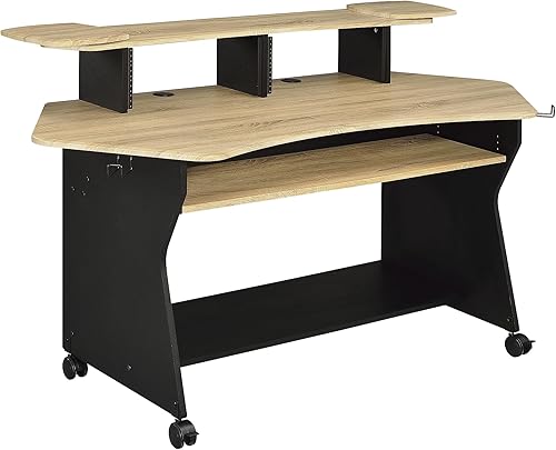 Miniatura 4 de IM100 Series Music Studio Escritorio Estación de trabajo con 2 x 4U Rack (roble natural)