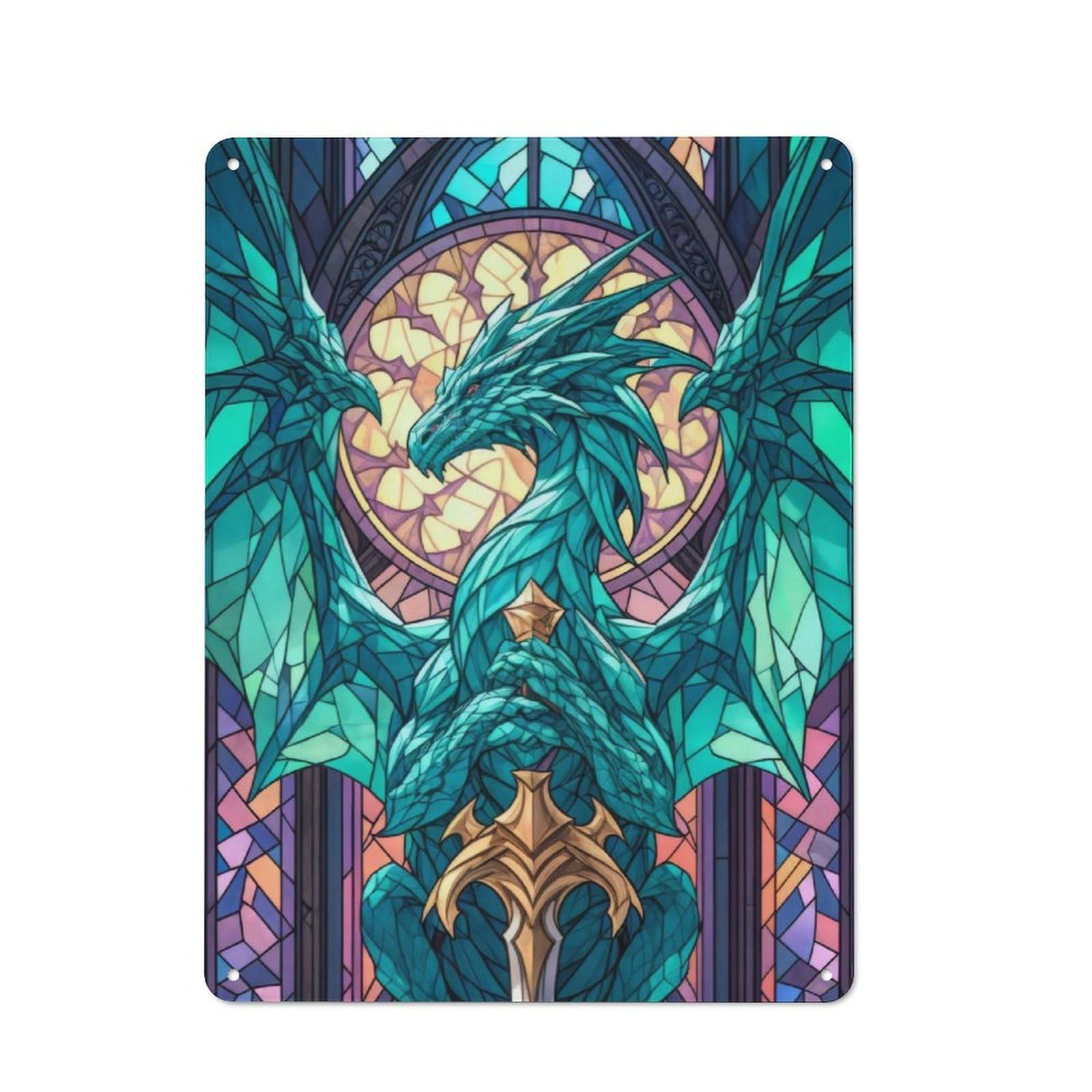 Junmoney Guardian Dragon 40X30cm Retro Tin Sign With For Dining Room Or Kitchen, For Metal Sign Collectors, For Garage And Workshop Walls