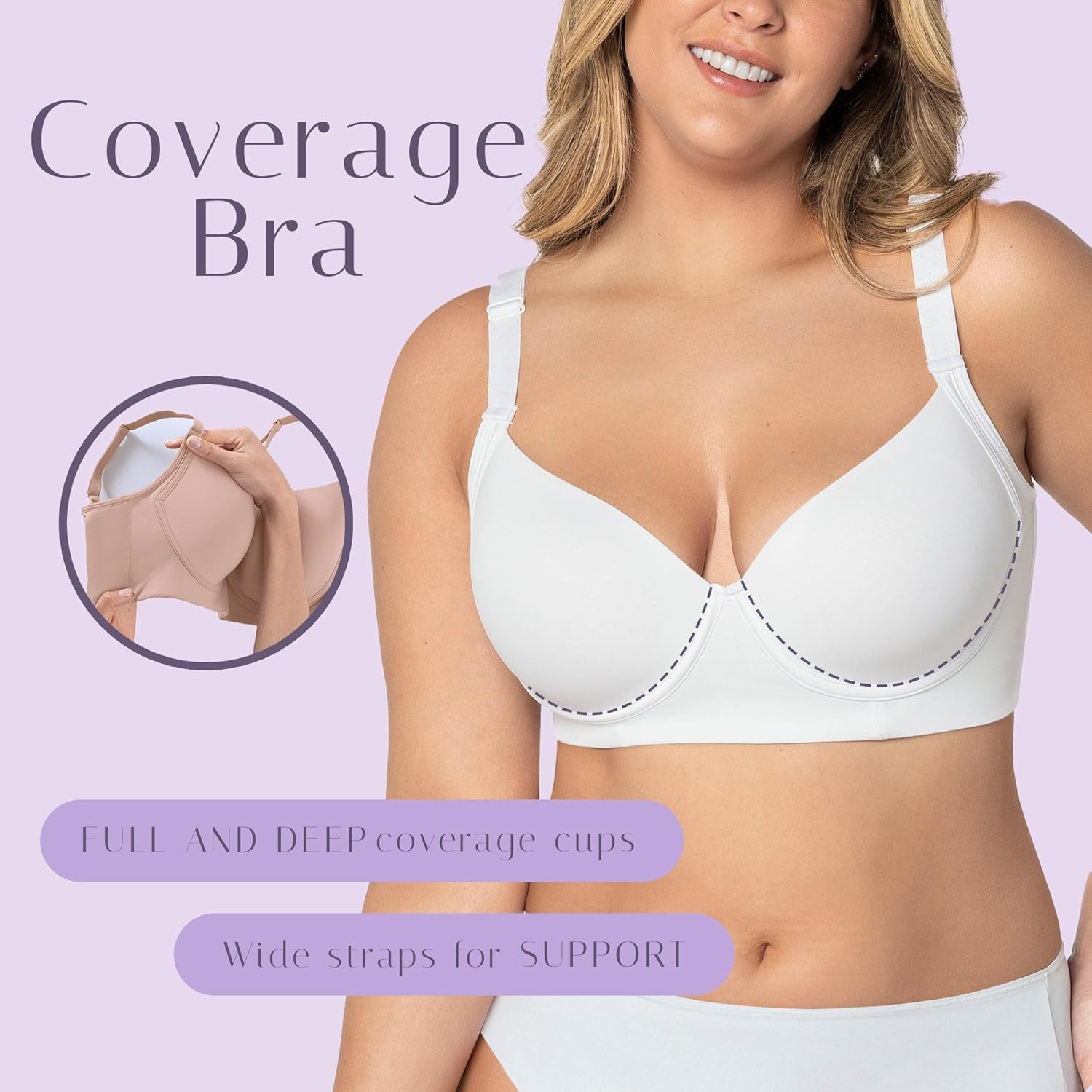 Back Smoothing Bras for Women Full Coverage Bra - Underwire Bras for Women Everyday Bra - Image 3