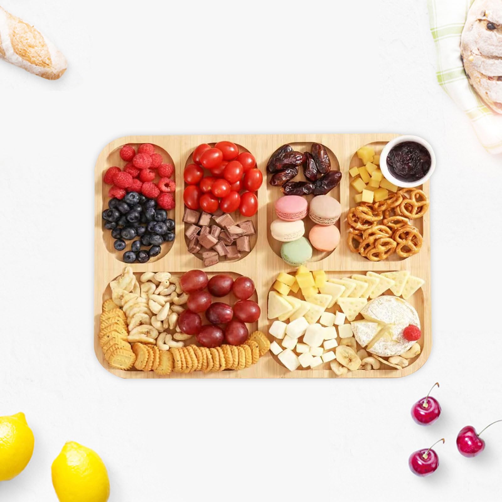 AIZYR Wurstplatte Serviertablett Mit Deckel Und Griff, Käseplatte-Set Snackbehälter Für Snacks, Obst, Fleisch
