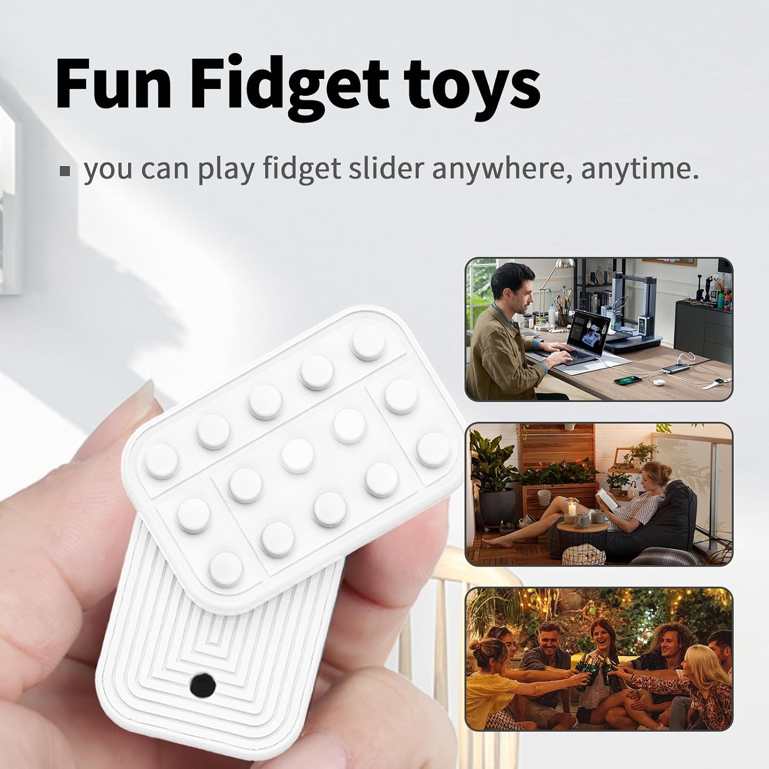 Fidget Toys Adults Metal Fidget Slider Magnetic EDC Haptic Fidget Toys for Adults (Matte White) image 3