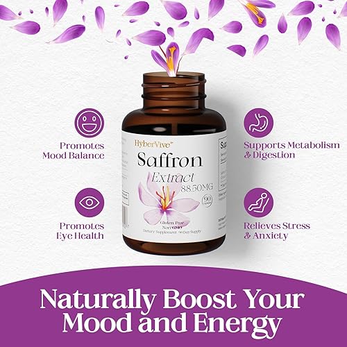 Miniatura 4 de Suplementos de azafrán, cápsulas de extracto de azafrán 100% puro de 88.5 mg  Apoyo energético para los ojos para mujeres y hombres, sin OMG y sin