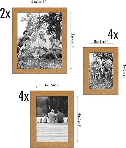 Miniatura 10 de Americanflat Juego de 7 marcos de pared de color nogal, un marco de 11 x 14 pulgadas, dos marcos de 8 x 10 pulgadas y cuatro marcos de 5 x 7