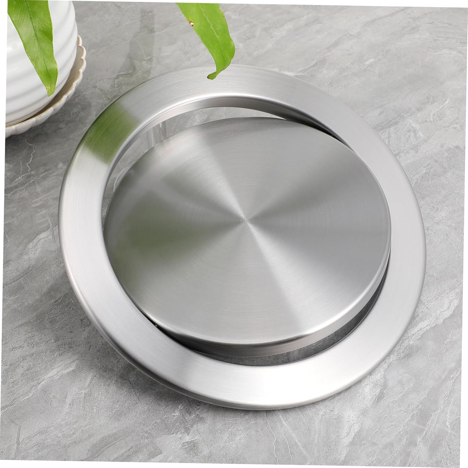 Recessed Countertop Trash Can Lid Flap Stainless Steel Garbage Can Cover for Kitchen Bathroom and Hotel Use