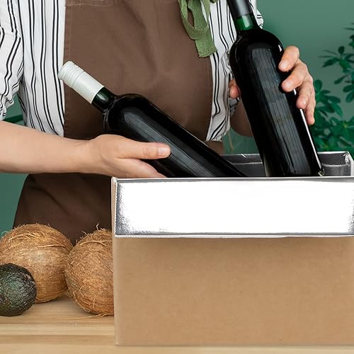 Miniatura 7 de Paquete de 6 cajas de envío aisladas para envío de alimentos congelados, cajas de envío frías de papel de aluminio grande, kits de mudanza para