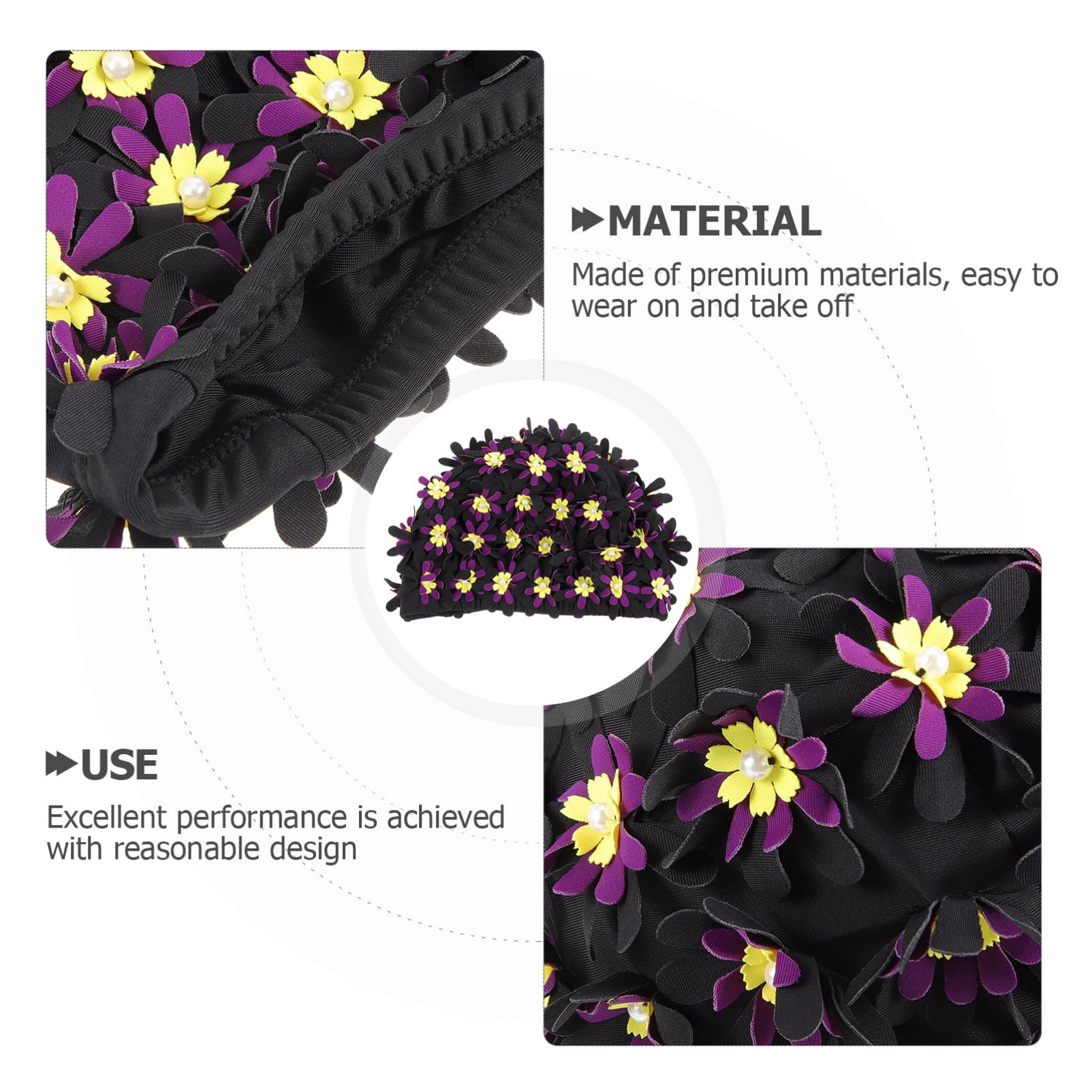 Abaodam Aumentar El Sombrero De Natación De Flores Mujeres De Sombrero De Baño Gorro De Baño Chicas Gorro De Baño para El Cabello Nadar Largo Tapa Poliéster