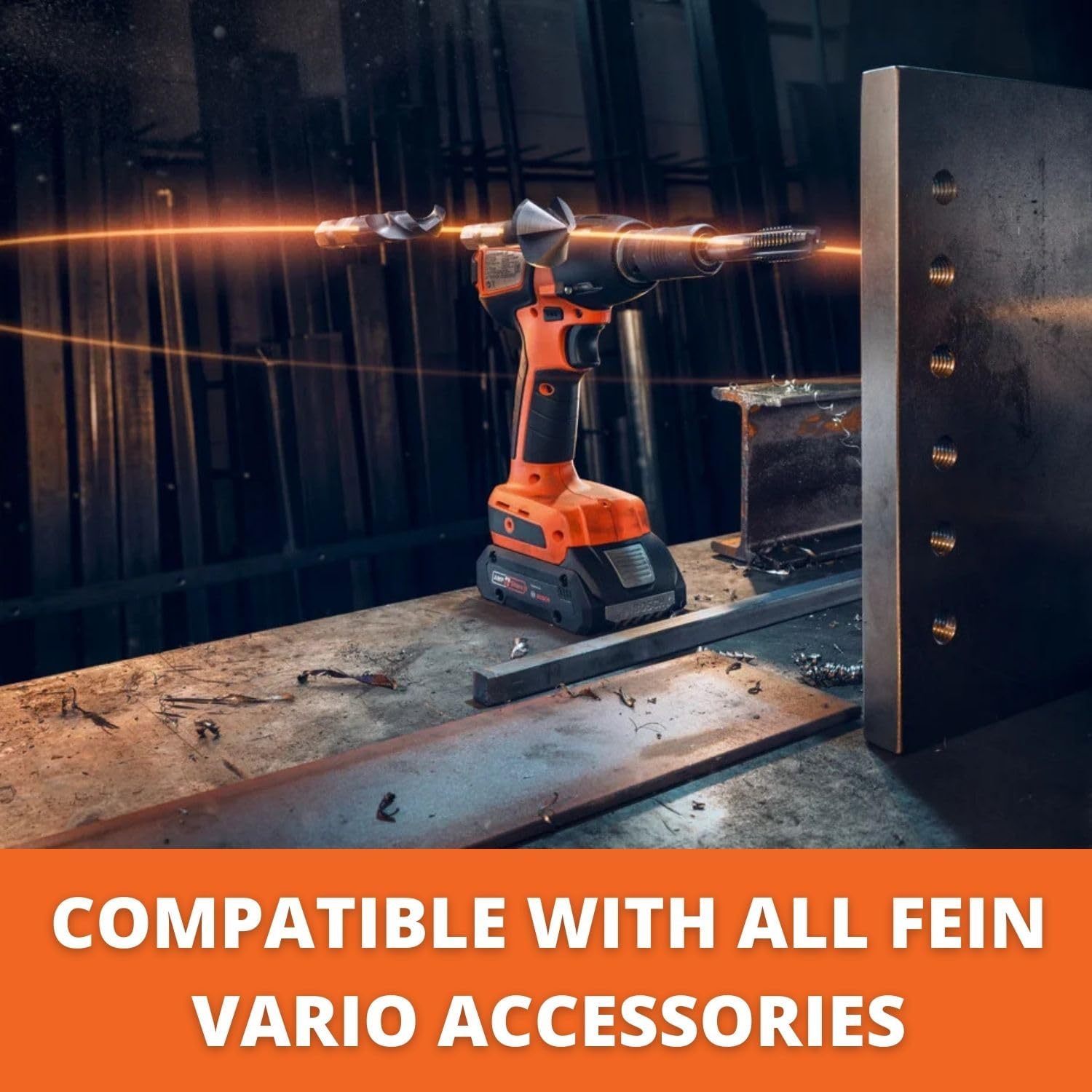 Fein Vario Adapter for All Impact Wrenches with 1/2" External Square Tool Mount - Full Metal, Vario Bit Shaft Mount, 1" Tapping Size - 64203028010