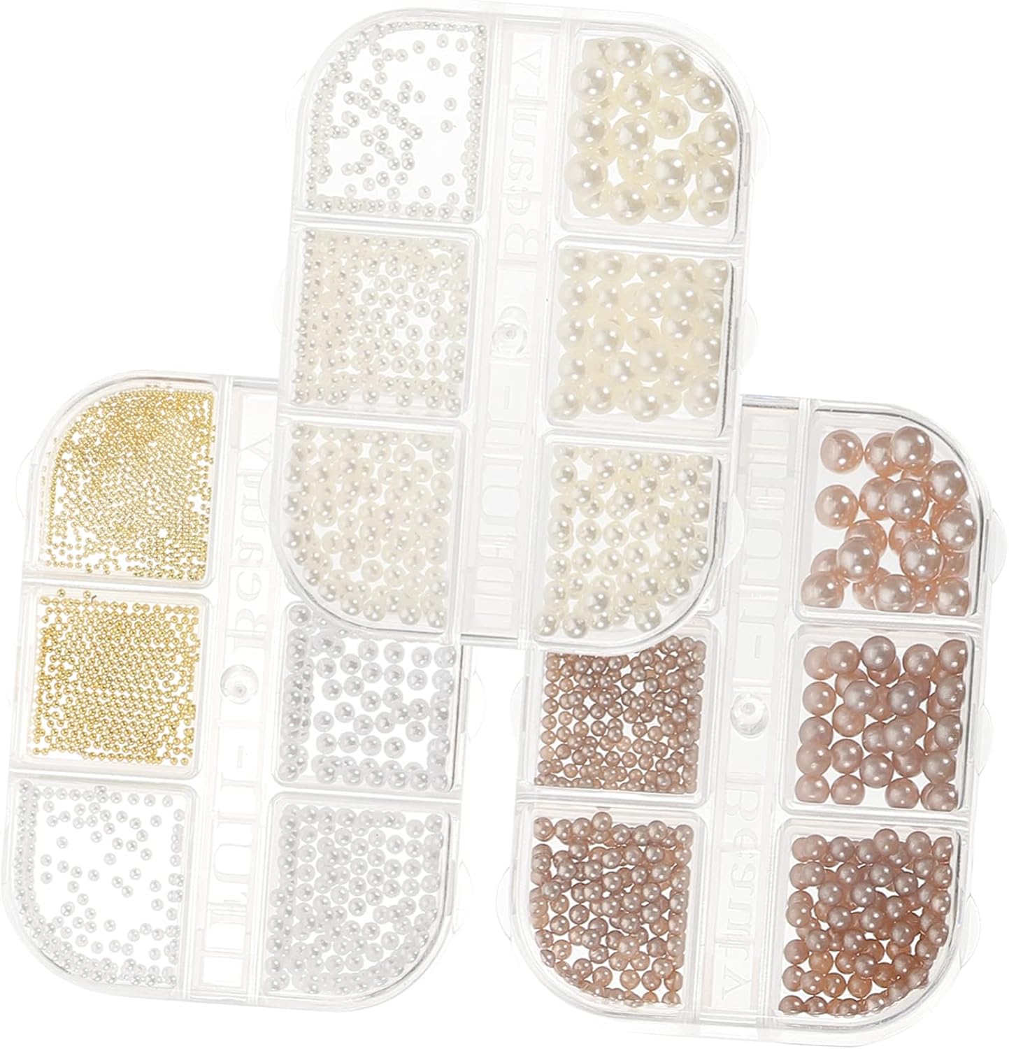 3pcs Pearl Nail Charms Assorted Nail Art Beads for DIY Manicure Durable Plastic Jewelry Decor for Salon Accessories and Personal Use