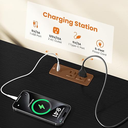 Miniatura 7 de Sweetcrispy Cómoda Mueble de TV para dormitorio, centro de entretenimiento con 4 cajones, con luces LED y tomas de corriente, consola multimedia