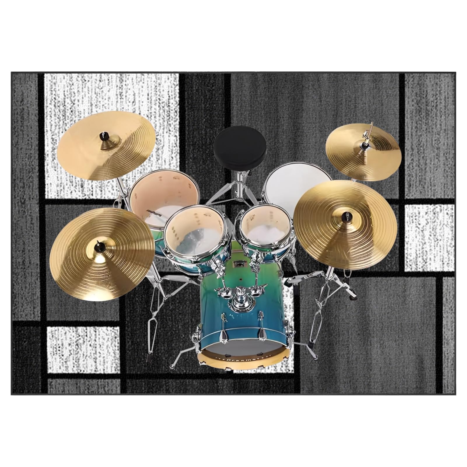 Tappetino per Batteria Elettronica, Tappeto per Batteria e Strumenti a Percussione Elettronici, Professionale Tamburo Rullante, Tappeto Drum Carpet Tappeto a Tamburo per Grancassa 230 x 180 cm