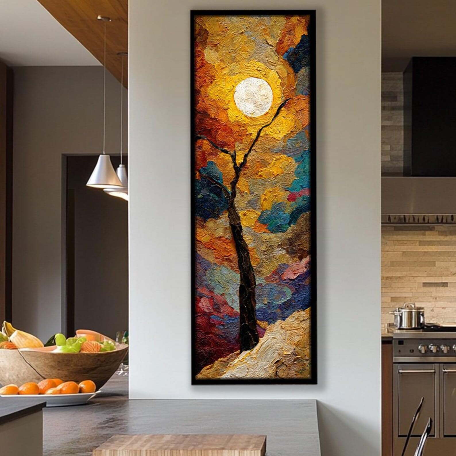 XINBAO Quadro su tela alto e sottile, dipinto lungo e stretto, arte verticale da parete, stampa su tela incorniciata per uffici, corridoi o stanze (40x120 cm/cornice interna)