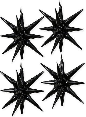 Globos de papel de aluminio de estrella negra (negro - 4 piezas)