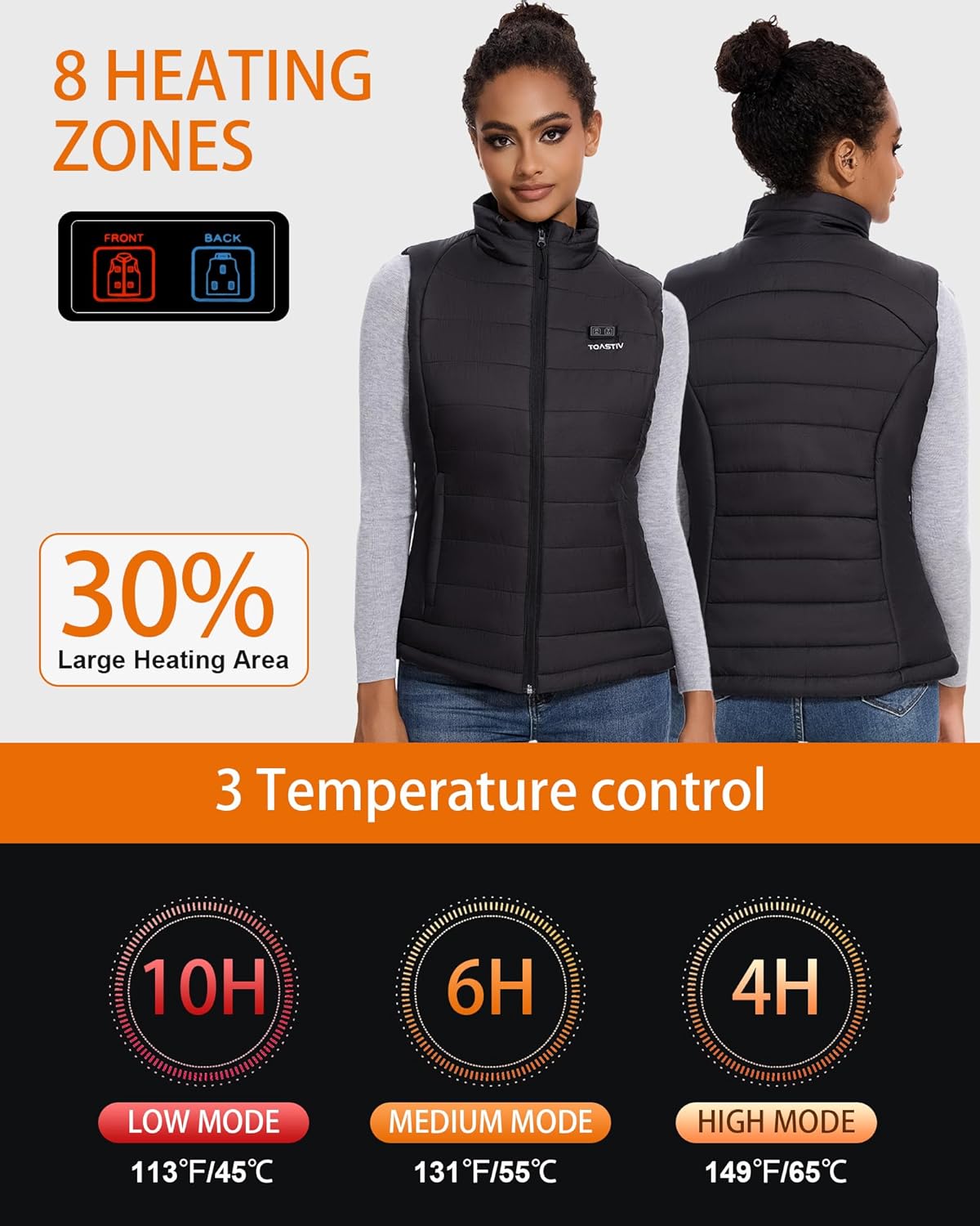 Heated Vest Women with 16000mAh 7.4V Battery Pack Included,Lightweight Quilted Electric Vest,Heating Vests - Image 3