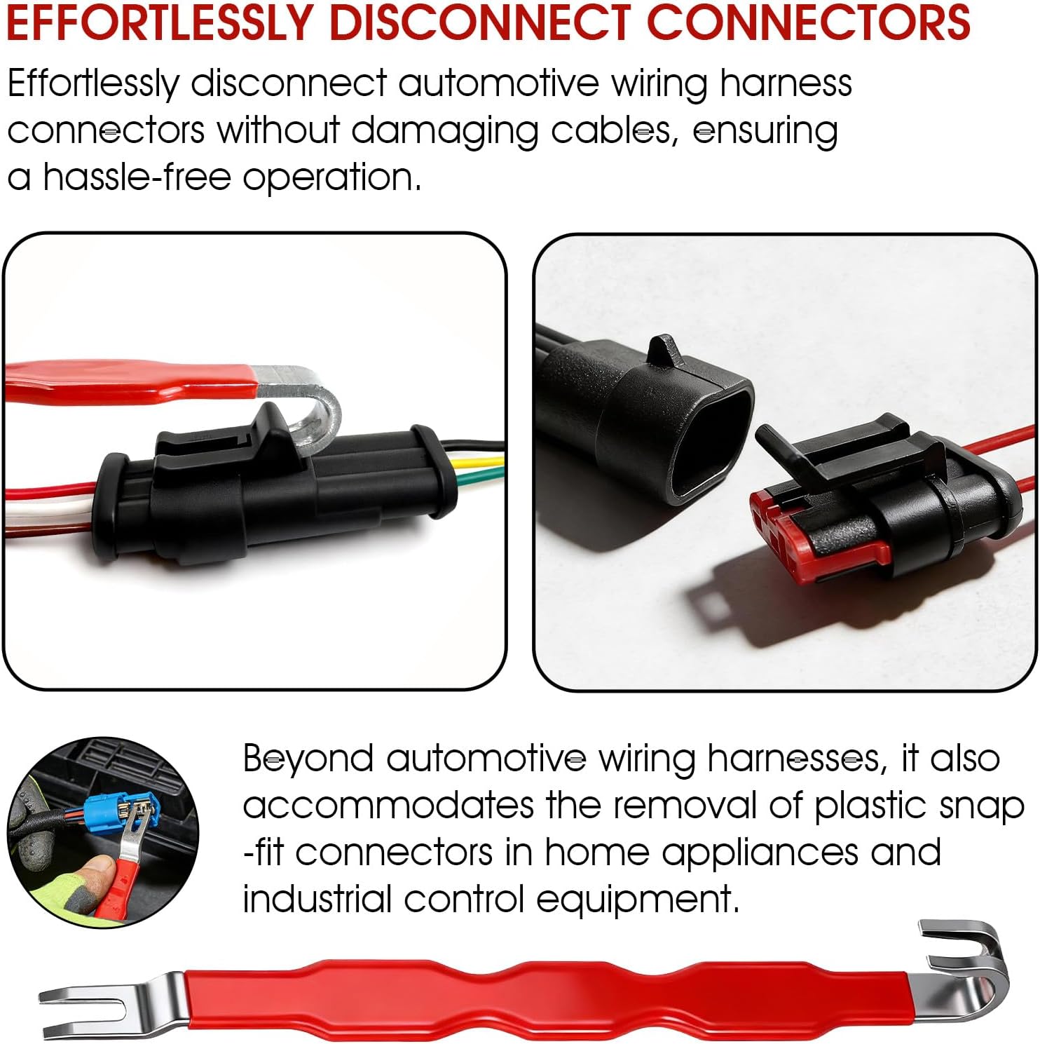 Automotive Electrical Terminal Connector Separator Removal Tool Dual Head Car Connector Removal Tool with Straight Design Terminal Separator Tool for Most Vehicles