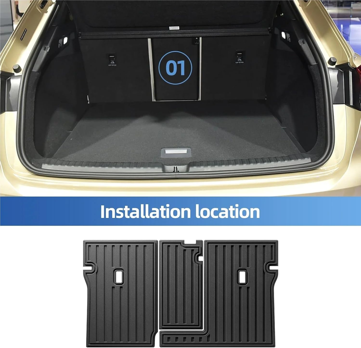 for Audi Q4 2022-2026 (not Fit Sportback) Car Floor Mats Cargo Liner Trunk Backrest Pad TPE 3D Foot Mat Black(LHD 3PCS)