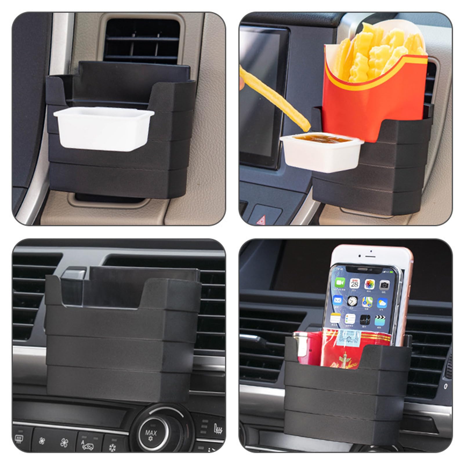 NIHUIFA Air Outlet Ketchup Sauce Rack French Fries Holder Portable Seasoning Box Snacks Storage Case Auto Accessories
