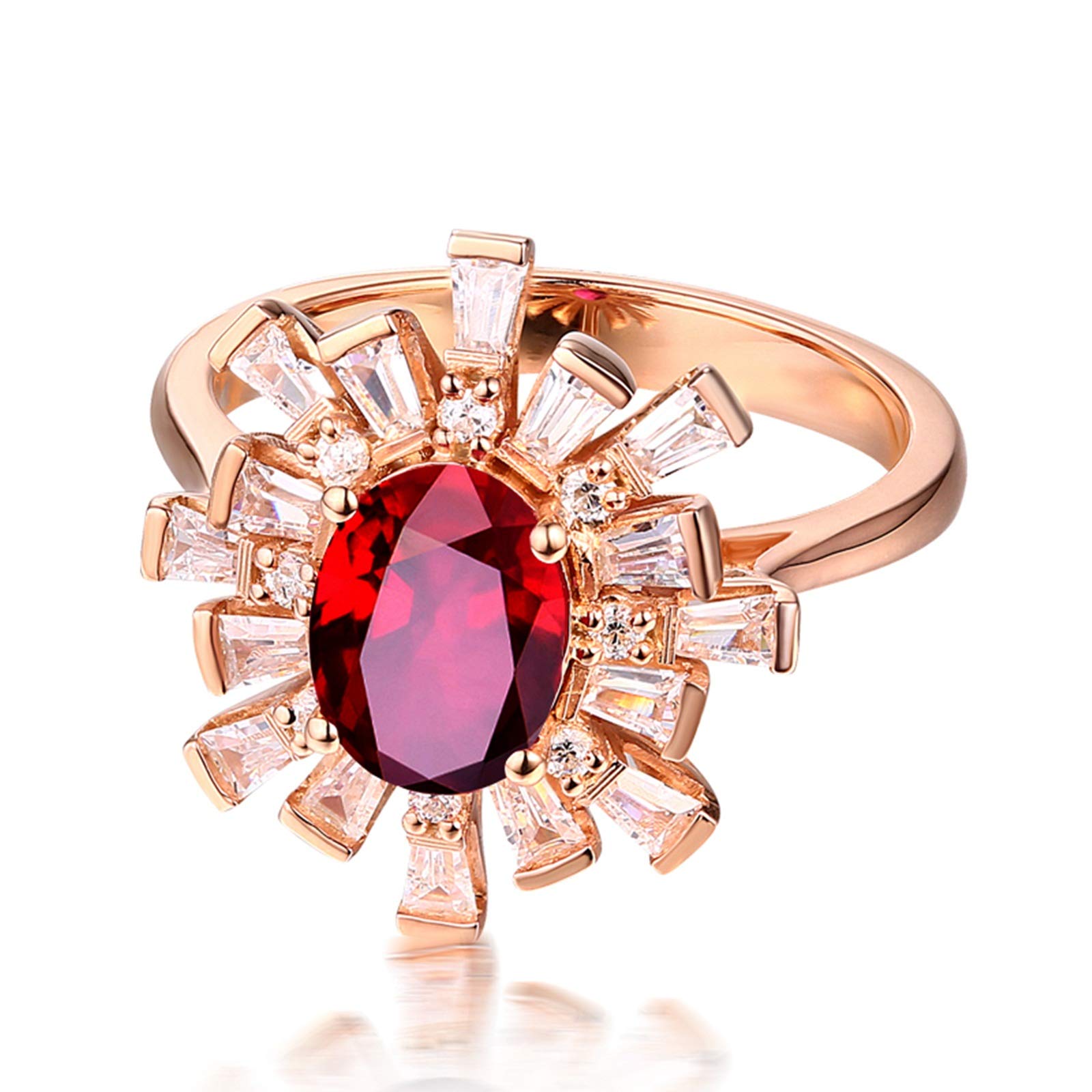 Beydodo Pierścionki ślubne złoto 18 K z diamentowym kwiatem z owalnym rubin 0,99/1,2 ct pierścionki zaręczynowe dla kobiet e 18 karatów (750) czerwone złoto, 61 (19,4), colore: 1.2ct, cod. TLLWGZ3707