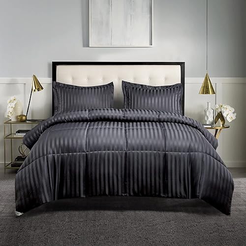 Miniatura 10 de kathy ireland Home Essentials - Edredón alternativo de plumón de chocolate de 3 piezas, reversible, individual,