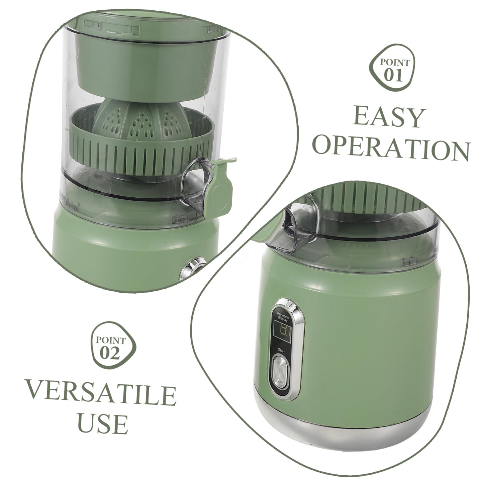 Exprimidor de Cítricos Eléctrico Portátil Verde de Plástico 600 Ml | Separación Automática de Pulpa, Tecnología de Prensado, Uso en Hogar y Viaje