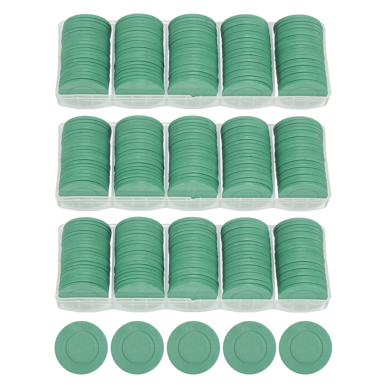 sourcing map 300Pcs Plastic Poker Chips, 35 mm, Green