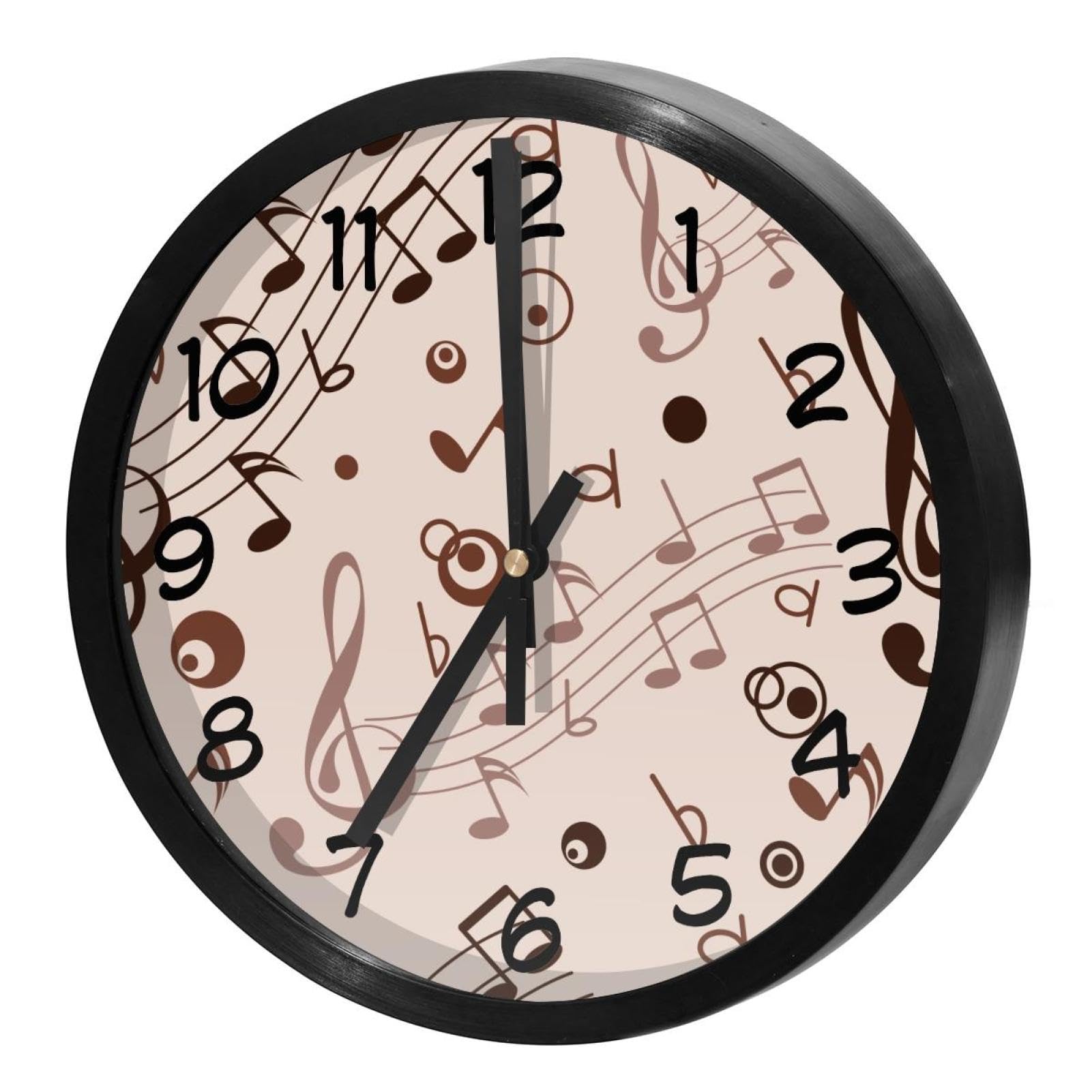 Horloge murale ronde à quartz décoration musique pour salon et école