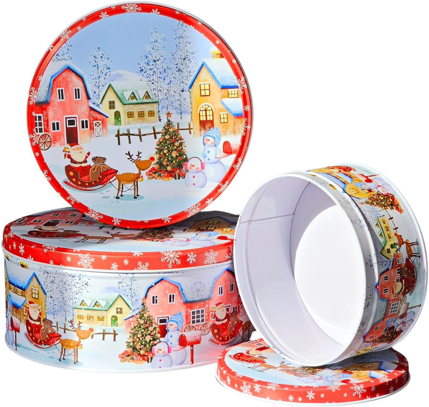 Christmas Cookie Tins, Pack of 3 With Lids