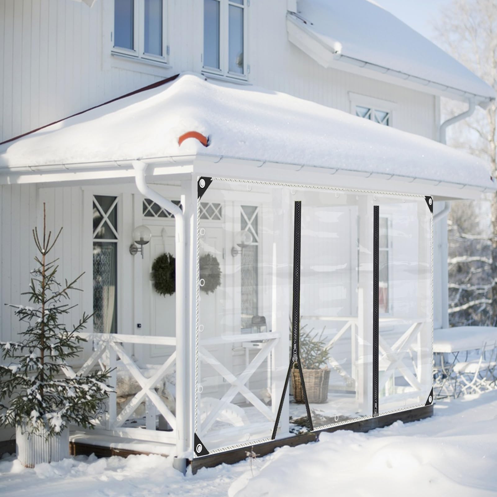 Waterproof Side Panels with Zippered Door Clear Tarps Heavy Duty Outdoor Curtain Patio Enclosure Panels, for Garden, Patio, Porch, Gazebos (Color : Clear, Size : 3.5x2m)