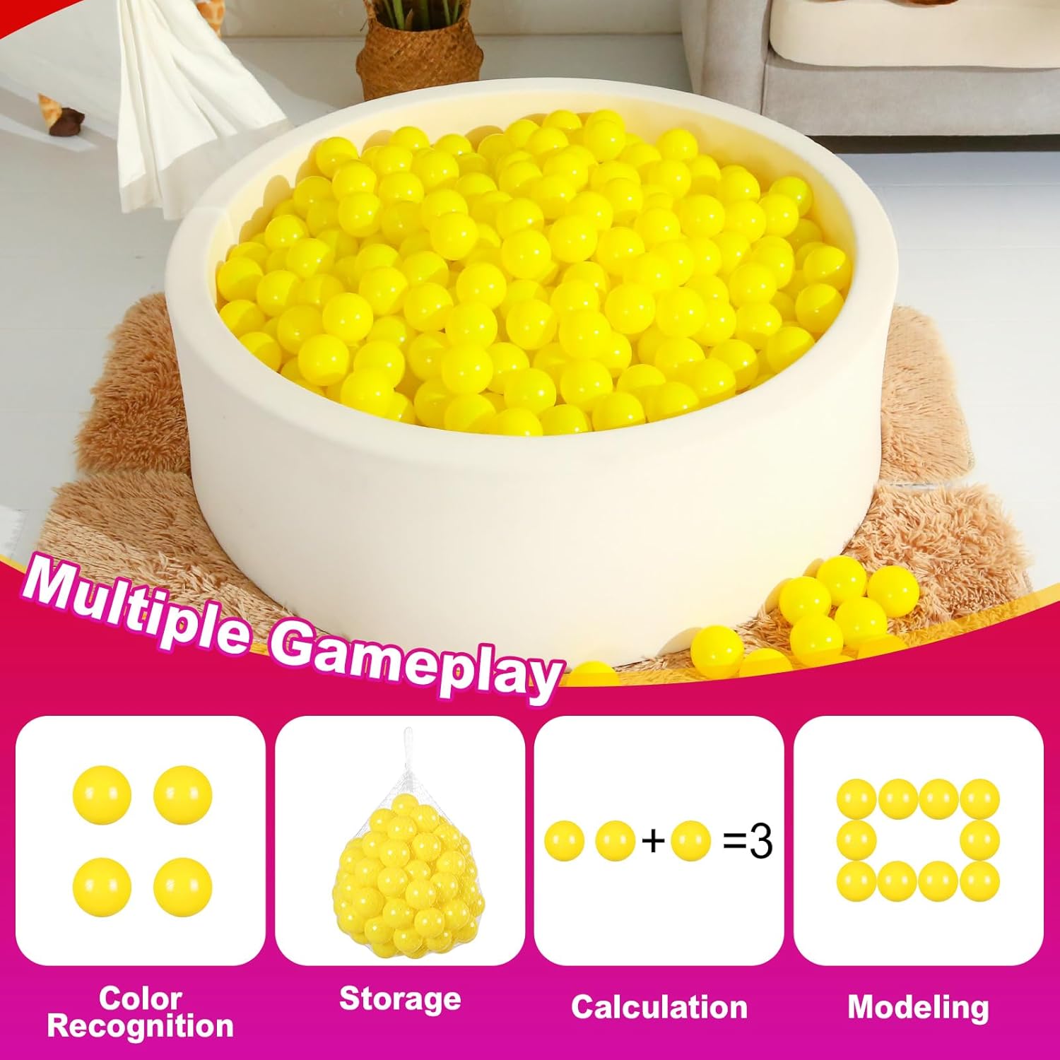 Realhaha Larger Plastic Balls for Ball Pit, Play Pin Balls for Toddlers Kid Ball Pits & Accessories for Bounce House,2.76 inches,50 100 pcs