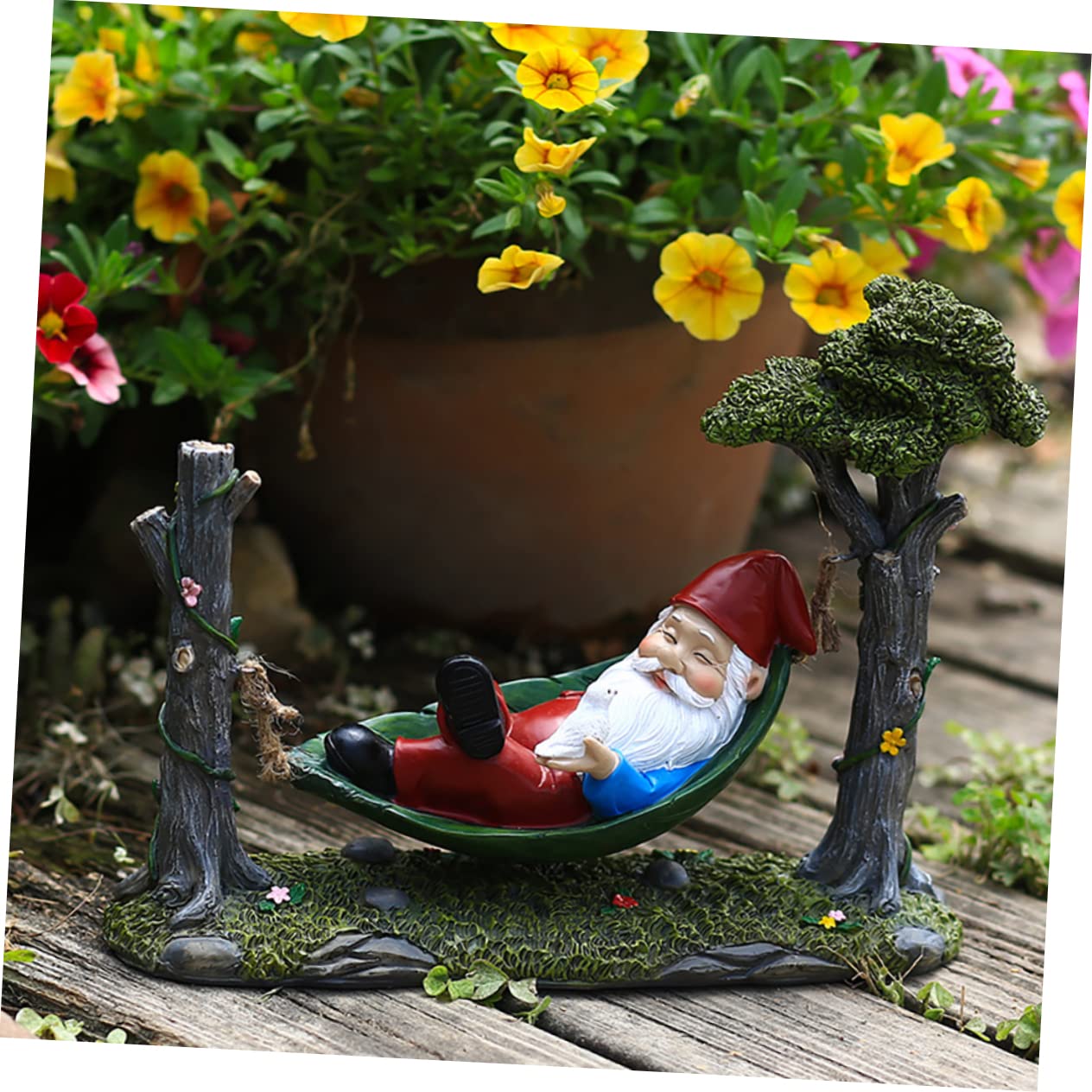 BESPORTBLE GNOME Décoratif Résine pour Jardin Ornement GNOME De Noël avec Hamac Cadeau De Fêtes Original