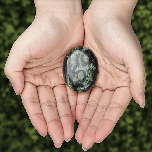 Miniatura 2 de LEADGEM Thumb Worry Stone for Anxiety Handcarved Kambaba Jasper Palm Pocket Chakra Stone 2" Polished Reiki Henling Crystals Anxiety Stress Items for
