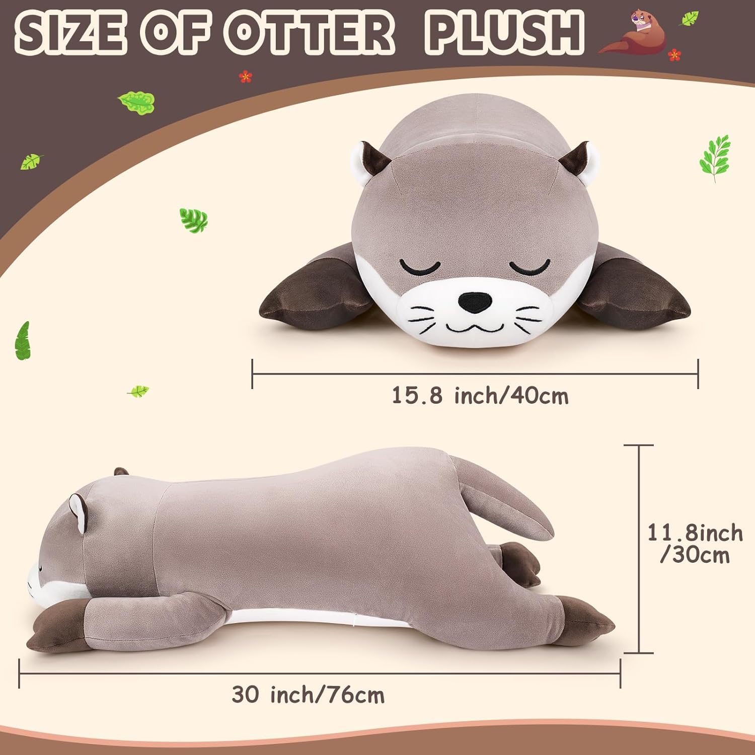 Valentine‘s Day Gift 30'' Giant Otter Plush Stuffed Animal- Otter Plush Pillow Plushies, Large Sleeping Body Pillow Plush Toy, Cute Hugging Stuffed Animal, Birthday Gifts for Kids Girls Boys - Image 2