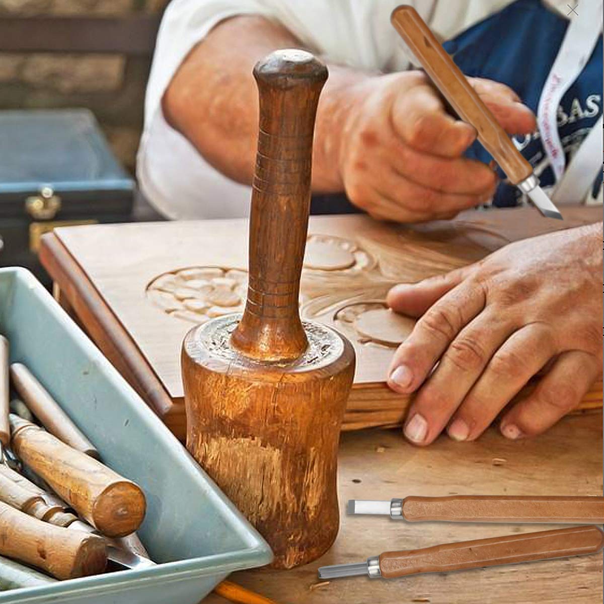 4 Pezzi Kit di Strumenti per Intaglio Coltello da Intaglio per Principianti e Professionisti