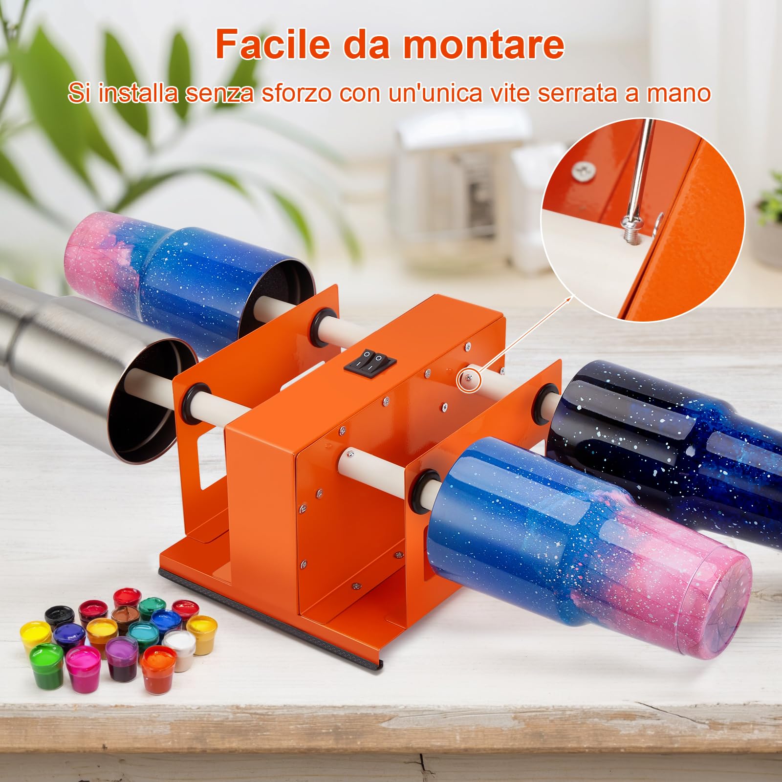 Cup Turner Tumbler Kit - Turner a doppio interruttore per la creazione di tazze fai da te, set completo di accessori, schiuma regolabile, silenzioso ed efficiente