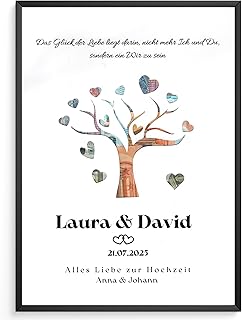 Personalisiertes Geldgeschenk zur Hochzeit | Geschenk für das Brautpaar | Kreative Möglichkeit zum Geldverschenken im DIN A4 Format | Mit hochwertigem A4 Bilderrahmen (Baum)