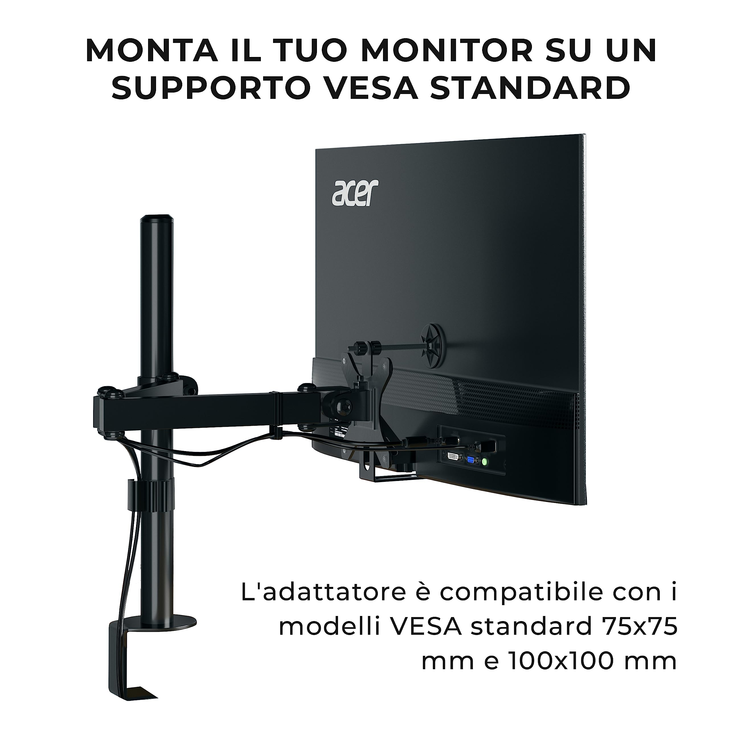 HumanCentricStaffa adattatore di montaggio VESA compatibile con monitor Acer R240HY bidx, R221Q, R271, SB220Q, R241Y, RT240Y, RT270, SA220Q, SA230 bi, SA240Y, SA270 Bbix, SB230, SB240Y e altri