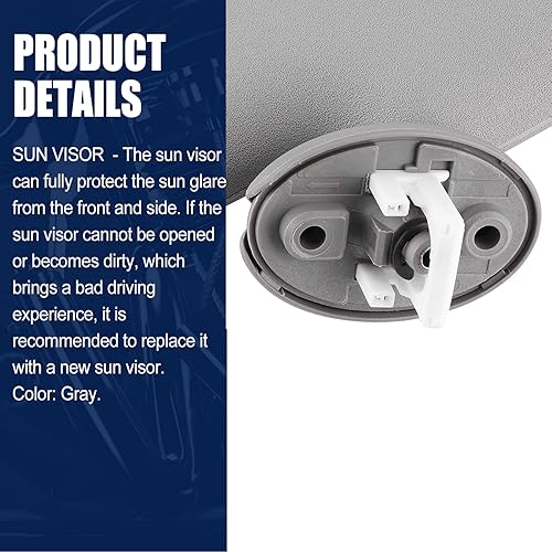 Miniatura 6 de 2 unidades de visera para el lado izquierdo del conductor y del pasajero derecho con luz para Toyota Highlander 2008 2009 2010 2011 2012 2013